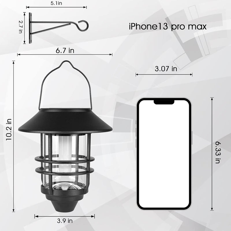 Derynome Solar Hanging Lantern Outdoor, Flickering Flames Outdoor Lights,Solar Lights Waterproof for Wall Fence Patio Porch Yard,2 Pack - Image 5